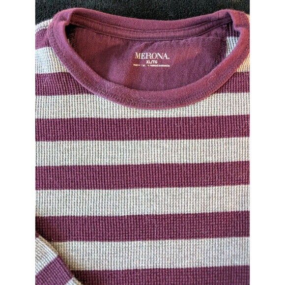 Merona Striped Thermal Shirt Purple Grey Grunge Dadcore - Picture 2 of 5
